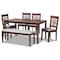 Baxton Studio Gustavo Grey Upholstered and Walnut Wood 6-Piece Dining Set 170-9881-10917-10520 - alternate 1